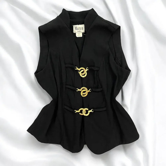 Vintage 80s Power Unique Hook Closure Vest Top - Picture 2 of 4